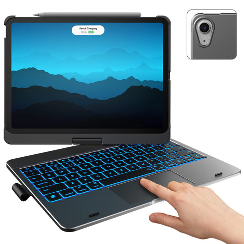 Typecase Touch Keyboard Case with Trackpad for iPad Air 5th Gen (10.9-inch, 2022): 360° Rotatable - 11 Colors Backlight - Wireless Keyboard with Pencil Holder for iPad Air 5th & 4th Gen